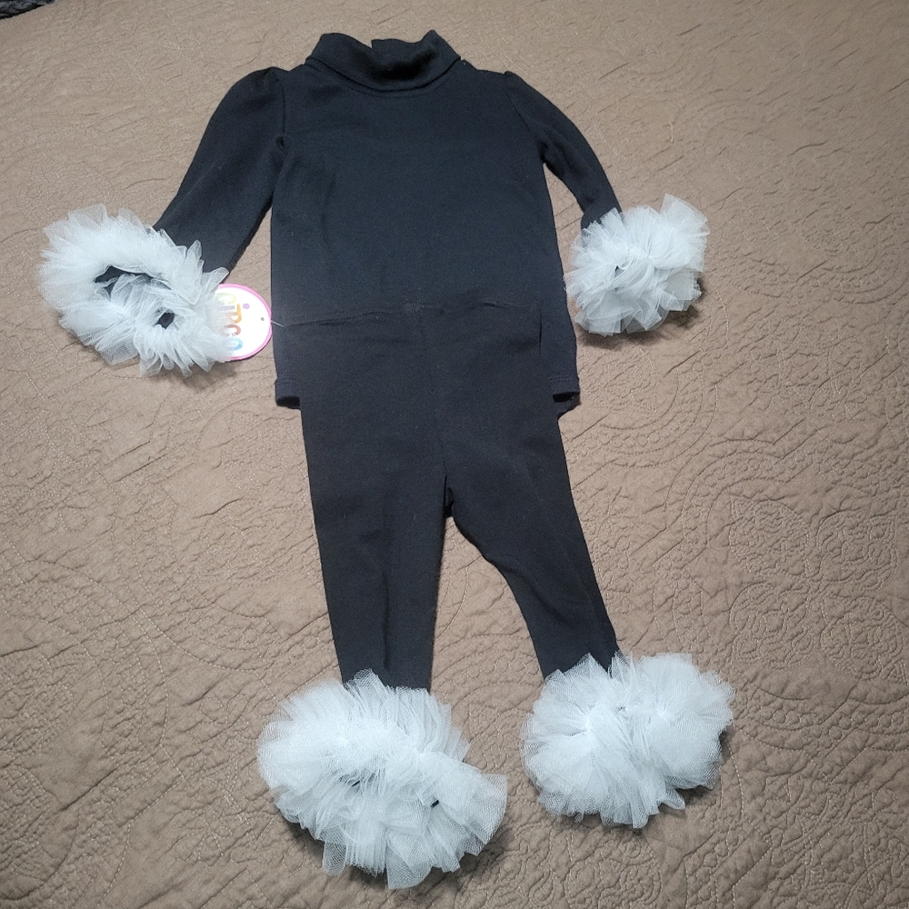 2 Piece Toddler long sleeve top with leggings Ruffled Outfit Christmas Dance 18m